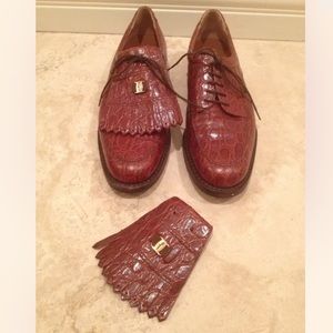 SALVATORE FERRAGAMO Crocodile Leather Golf Shoes